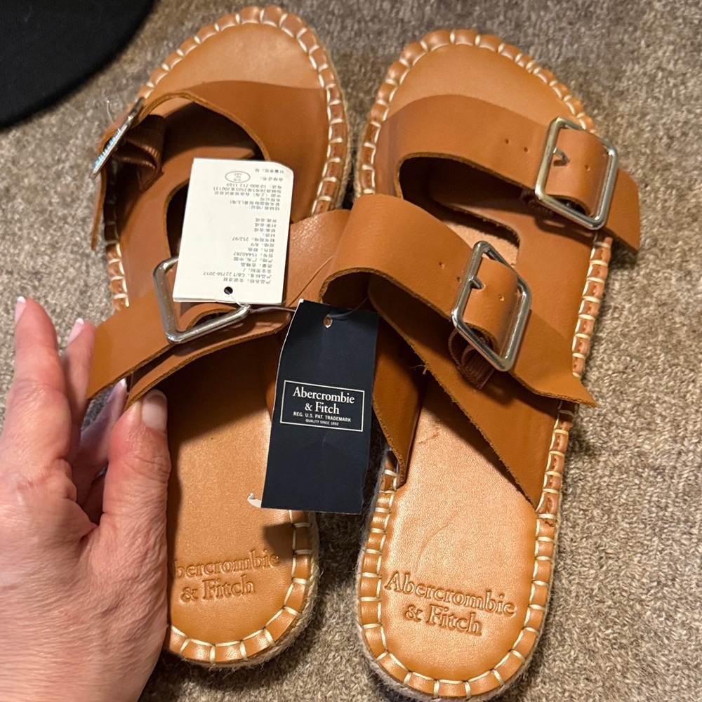 Abercrombie & Fitch Tan Double Strap Sandals
